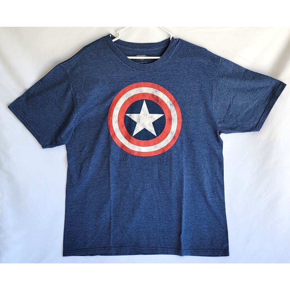 Marvel Captain America T-shirt Size XL Shield Logo Lightly Distressed